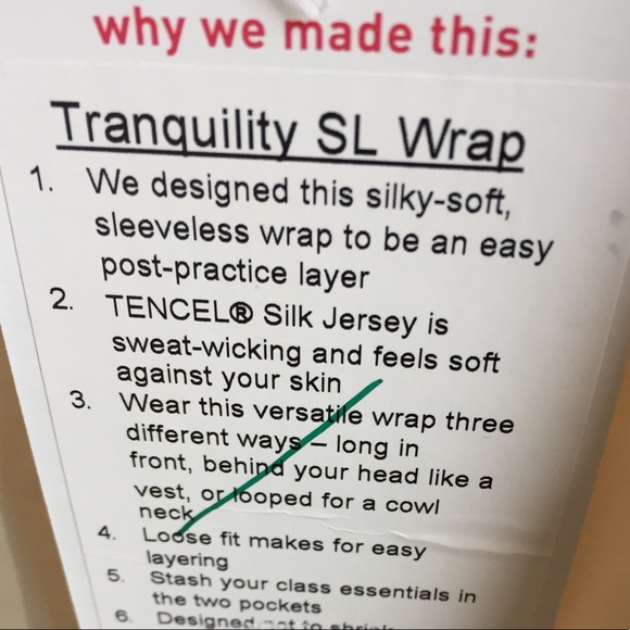 NWT ANGEL WING LULULEMON TRANQUILITY WRAP - - 6 - Picture 5 of 8